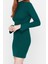 Moda Slim Casual Günlük Fitilli Triko Dik Yaka Uzun Kol Bodycone Mini Boy Elbise 2