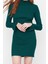Moda Slim Casual Günlük Fitilli Triko Dik Yaka Uzun Kol Bodycone Mini Boy Elbise 3