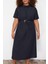 Moda Fit Casual Günlük Poplin Dokuma Gömlek Yaka Kısa Kol Gömlek Elbise Midi Boy Büyük Beden Elbise 1