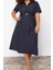 Moda Fit Casual Günlük Poplin Dokuma Gömlek Yaka Kısa Kol Gömlek Elbise Midi Boy Büyük Beden Elbise 3