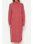 Moda Oversize Casual Günlük Tek Plaka Triko Dik Yaka Uzun Kol Shift Midi Boy Elbise 1