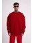 Unisex Biskilet Yaka Üç Iplik Sweatshirt - Kırmızı 1