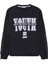 Kolu Fermuarlı Yazı Baskılı Oversize Sweatshirt Lacivert 1