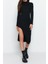 Slim Casual Günlük Poliviskon Kaşkorse Örme Dik Yaka Uzun Kol Bodycone Midi Boy Elbise 3