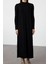 Moda Rahat Casual Günlük Saç Örgü Triko Yarım Balıkçı Yaka Uzun Kol Shift Maxi Boy Tesettür Elbise 1