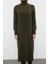 Moda Oversize Casual Günlük Dolu Iğne Triko Balıkçı Yaka Uzun Kol Shift Midi Boy Elbise 1
