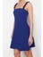 Moda Regular Casual Günlük Finike Dokuma Kare Yaka Askılı Kol A-Line Mini Boy Elbise 4