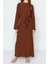 Regular Casual Günlük Crinkle Dokuma Bisiklet Yaka Uzun Kol A-Line Maxi Boy Tesettür Elbise 1