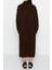 Oversize Casual Günlük Tek Plaka Triko Dik Yaka Uzun Kol Shift Midi Boy Elbise 5