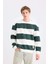 Boxy Fit Bisiklet Yaka Çizgili Sweatshirt A9066AX24AU 3
