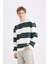 Boxy Fit Bisiklet Yaka Çizgili Sweatshirt A9066AX24AU 4