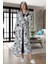Mecit 6064 Siyah Desenli Sabahlıklı Gecelik Pijama Lohusa Set 2