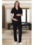 Mecit 6064 Siyah Desenli Sabahlıklı Gecelik Pijama Lohusa Set 4