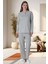 Mecit 6021 Gri Kadın Büyük Beden Pijama Takımı 1