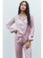 Amour Saten Gül Kurusu Uzun Pijama Takımı 1