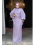 Drape Detaylı Lila Tesettür Abiye Elbise 47261LILA 2