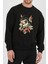 Kuru Kafa Baskılı Siyah Kadın Erkek Pamuklu Sweatshirt Cu5 1