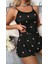 Saten Siyah Kalpli Şortlu 2li Saten Kadın Pijama Alt Üst Takımı 2