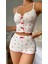 Beyaz Ince Askılı Yumuşacık Kadın Şortlu 2li Pijama Takımı 1