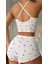 Beyaz Ince Askılı Yumuşacık Kadın Şortlu 2li Pijama Takımı 2