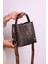 Kadın Omuz Çantası 4 Bölmeli Ayarlanabilir Geniş Askılı 22X20 cm 2055 Galb Kahve Cüzdanlı 4