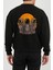 Astronot Uzay Baskılı Siyah Kadın Erkek Pamuklu Sweatshirt Cu15 1