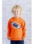Erkek Çocuk Baskı Nakış Detaylı Sweatshirt - Turuncu 1