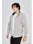 Unisex Tam Fermuarlı Kapşonlu Sweatshirt - Boyalı Gri 4