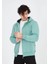 Unisex Tam Fermuarlı Kapşonlu Sweatshirt - Mint Yeşili 3