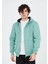 Unisex Tam Fermuarlı Kapşonlu Sweatshirt - Mint Yeşili 4
