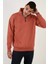 Oversize Yarım Farmuarlı Yakalı Basic Sweatshirt - Gül Kurusu 3