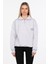 Yarım Fermuarlı Yazı Baskılı Sweatshirt - Kar Melanj 5