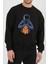 Astronot Kaykay Baskılı Siyah Kadın Erkek Pamuklu Sweatshirt Cu26 2