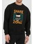 Köpek Balığı Baskılı Siyah Kadın Erkek Pamuklu Sweatshirt Cu33 1