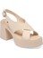 Kahve Vegan-Tekstil Kadın Sandalet - K24Y1Sn67404-T3Q Kahve 1