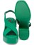 Yeşil Vegan Tekstil Kadın Sandalet - K24Y1SN67404-T3R 4