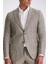 Haki Slim Fit Kırlangıç Yaka Çift Yırtmaçlı %100 Keten Spor Takım Elbise 3