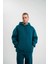 Unisex Double Oversize Kapşonlu Basic Sweatshirt - Koyu Deniz Yeşili 2