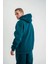Unisex Double Oversize Kapşonlu Basic Sweatshirt - Koyu Deniz Yeşili 3