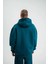 Unisex Double Oversize Kapşonlu Basic Sweatshirt - Koyu Deniz Yeşili 4