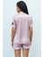 Amoureux Saten Gül Kurusu Kısa Pijama Takımı 5
