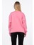 Bisiklet Yaka Yazı Nakışlı Sweatshirt - Pembe 5