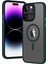 Apple iPhone 13 Pro Kılıf Wireless Şarj Özellikli Zore Hibrit Magsafe Kapak-Koyu Yeşil 1