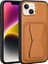Apple iPhone 14 Plus Kılıf Kartlıklı Standlı ​pu Deri Zore Memo Kapak-Kahve Açık 1