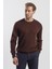 Kahve Slim Fit Bisiklet Yaka Triko Kazak 2