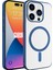 Apple iPhone 15 Pro Uyumlu Zore Wireless Şarj Özellikli Pixel Magsafe Kapak-Mavi 1