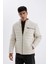 Slim Fit Dar Kesim Dik Yaka Fermuarlı Cepli Suni Deri Ceket Mont X4014AZ24WN 3
