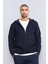 3569 Kapüşonlu 3 Iplik Şardonlu Lacivert Sweatshirt 1