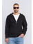 3569 Kapüşonlu 3 Iplik Şardonlu Siyah Sweatshirt 1