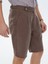 Kahverengi Dokuma Carrot Fit Casual Bermuda 3